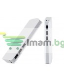 Външна батерия 10000mah с 3 USB, LED фенерче